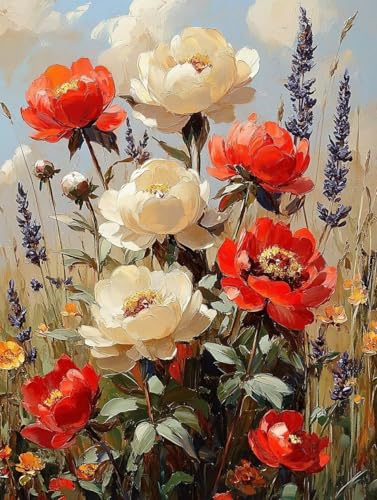 Diamond Painting Erwachsene, Diamond Painting Blume Crystal Art Blumen Muster 5D DIY Diamant Malerei Cross Stitch Stickerei Basteln Erwachsene Set für Deko Wohnzimmer, Geschenke 50×70cm -ly25082AR von LUOLYYEI