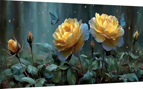 Diamond Painting Erwachsene, Diamond Painting Blume Crystal Art Schmetterling Muster 5D DIY Diamant Malerei Cross Stitch Stickerei Basteln Erwachsene Set für Deko Wohnzimmer (40x80 cm) -ly2507Q7 von LUOLYYEI