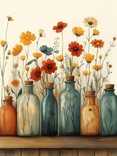 Diamond Painting Erwachsene, Diamond Painting Blume Crystal Art Vase Muster 5D DIY Diamant Malerei Cross Stitch Stickerei Basteln Erwachsene Set für Deko Wohnzimmer, Geschenke 90x120 cm -ly25082QF von LUOLYYEI