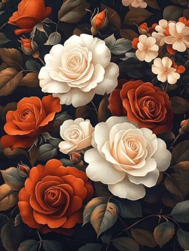 Diamond Painting Erwachsene, Diamond Painting Blumen Crystal Art Blume Muster 5D DIY Diamant Malerei Cross Stitch Stickerei Basteln Erwachsene Set für Deko Wohnzimmer, Geschenke 40x50 cm -ly25082V8 von LUOLYYEI