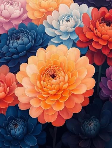 Diamond Painting Erwachsene, Diamond Painting Blumen Crystal Art Blume Muster 5D DIY Diamant Malerei Cross Stitch Stickerei Basteln Erwachsene Set für Deko Wohnzimmer, Geschenke 60x80 cm -ly25082FA von LUOLYYEI