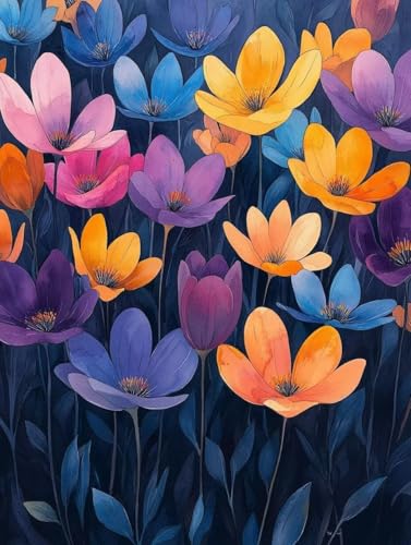Diamond Painting Erwachsene, Diamond Painting Blumen Crystal Art Pflanzen Muster 5D DIY Diamant Malerei Cross Stitch Stickerei Basteln Erwachsene Set für Deko Wohnzimmer, Geschenke 50×70cm -ly2508238 von LUOLYYEI