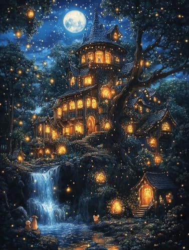 Diamond Painting Erwachsene, Diamond Painting Burg Crystal Art Stürze Muster 5D DIY Diamant Malerei Cross Stitch Stickerei Basteln Erwachsene Set für Deko Wohnzimmer, Geschenke 30x40 cm -ly25082TV von LUOLYYEI