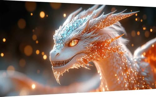 Diamond Painting Erwachsene, Diamond Painting Drachen Crystal Art Tier Muster 5D DIY Diamant Malerei Cross Stitch Stickerei Basteln Erwachsene Set für Deko Wohnzimmer, Geschenke (40x80 cm) -ly25073W von LUOLYYEI