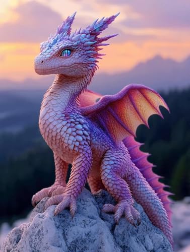 Diamond Painting Erwachsene, Diamond Painting Drachen Crystal Art Tier Muster 5D DIY Diamant Malerei Cross Stitch Stickerei Basteln Erwachsene Set für Deko Wohnzimmer, Geschenke 50x70 cm -ly250821S von LUOLYYEI