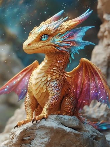 Diamond Painting Erwachsene, Diamond Painting Drachen Crystal Art Tier Muster 5D DIY Diamant Malerei Cross Stitch Stickerei Basteln Erwachsene Set für Deko Wohnzimmer, Geschenke 50×70cm -ly2508237 von LUOLYYEI