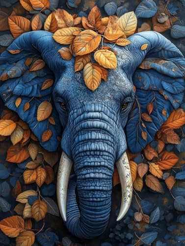 Diamond Painting Erwachsene, Diamond Painting Elefant Crystal Art Herbstlaub Muster 5D DIY Diamant Malerei Cross Stitch Stickerei Basteln Erwachsene Set für Deko Wohnzimmer 40x50 cm -ly2508237067 von LUOLYYEI