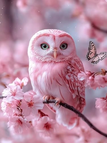 Diamond Painting Erwachsene, Diamond Painting Eule Crystal Art Kirschblüten Muster 5D DIY Diamant Malerei Cross Stitch Stickerei Basteln Erwachsene Set für Deko Wohnzimmer 100x135cm -ly25082ZU7YY von LUOLYYEI