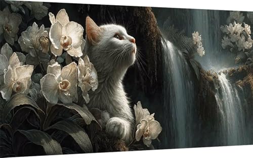 Diamond Painting Erwachsene, Diamond Painting Fallen Crystal Art Katze Muster 5D DIY Diamant Malerei Cross Stitch Stickerei Basteln Erwachsene Set für Deko Wohnzimmer, Geschenke (40x80 cm) -ly2507E5 von LUOLYYEI