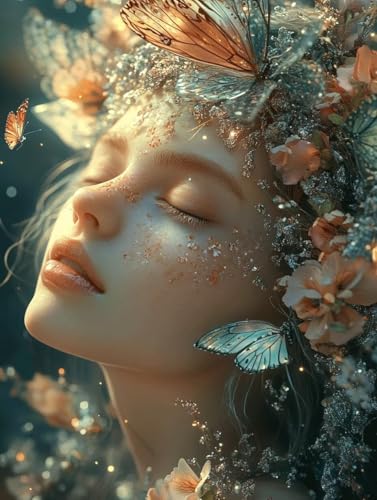 Diamond Painting Erwachsene, Diamond Painting Frau Crystal Art Schmetterling Muster 5D DIY Diamant Malerei Cross Stitch Stickerei Basteln Erwachsene Set für Deko Wohnzimmer 90×120cm -ly2508223PB1 von LUOLYYEI