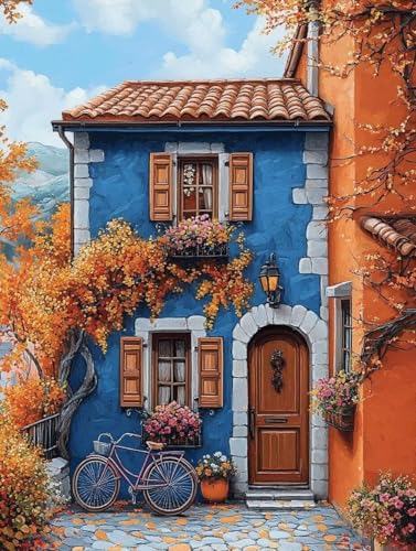 Diamond Painting Erwachsene, Diamond Painting Häuser Crystal Art Landschaft Muster 5D DIY Diamant Malerei Cross Stitch Stickerei Basteln Erwachsene Set für Deko Wohnzimmer 30x40cm -ly250822W4O2 von LUOLYYEI