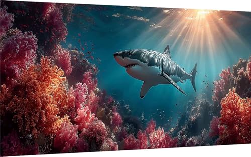 Diamond Painting Erwachsene, Diamond Painting Hai Crystal Art Koralle Muster 5D DIY Diamant Malerei Cross Stitch Stickerei Basteln Erwachsene Set für Deko Wohnzimmer, Geschenke 80x160 cm -ly2507Y9 Diamond Painting Erwachsene, Diamond Painting Hai Crystal Art Koralle Muster 5D DIY Diamant Malerei Cross Stitch Stickerei Basteln Erwachsene Set für Deko Wohnzimmer, Geschenke 80x160 cm -ly2507Y9 von LUOLYYEI