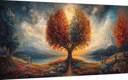 Diamond Painting Erwachsene, Diamond Painting Herbst Crystal Art Baum Muster 5D DIY Diamant Malerei Cross Stitch Stickerei Basteln Erwachsene Set für Deko Wohnzimmer, Geschenke (80x160 cm) -ly25075D von LUOLYYEI