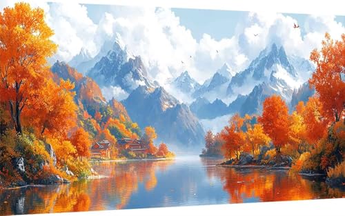 Diamond Painting Erwachsene, Diamond Painting Herbst Crystal Art Berg Muster 5D DIY Diamant Malerei Cross Stitch Stickerei Basteln Erwachsene Set für Deko Wohnzimmer, Geschenke (80x160 cm) -ly250782 von LUOLYYEI