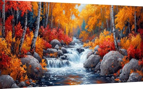 Diamond Painting Erwachsene, Diamond Painting Herbst Crystal Art Landschaft Muster 5D DIY Diamant Malerei Cross Stitch Stickerei Basteln Erwachsene Set für Deko Wohnzimmer (40x80 cm) -ly2507191Y9 von LUOLYYEI