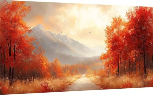 Diamond Painting Erwachsene, Diamond Painting Herbst Crystal Art Landschaft Muster 5D DIY Diamant Malerei Cross Stitch Stickerei Basteln Erwachsene Set für Deko Wohnzimmer (40x80 cm) -ly25073SIKU von LUOLYYEI