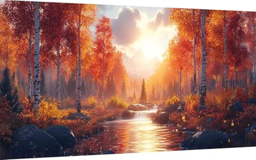 Diamond Painting Erwachsene, Diamond Painting Herbst Crystal Art Landschaft Muster 5D DIY Diamant Malerei Cross Stitch Stickerei Basteln Erwachsene Set für Deko Wohnzimmer (40x80 cm) -ly2507R9807 von LUOLYYEI