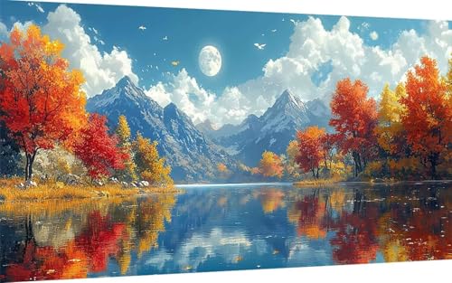 Diamond Painting Erwachsene, Diamond Painting Herbst Crystal Art Landschaft Muster 5D DIY Diamant Malerei Cross Stitch Stickerei Basteln Erwachsene Set für Deko Wohnzimmer (60x120 cm) -ly25071X von LUOLYYEI