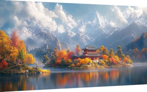 Diamond Painting Erwachsene, Diamond Painting Herbst Crystal Art Landschaft Muster 5D DIY Diamant Malerei Cross Stitch Stickerei Basteln Erwachsene Set für Deko Wohnzimmer (80x160 cm) -ly2507J1 von LUOLYYEI