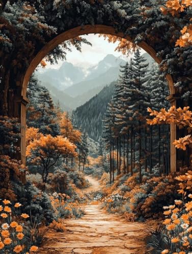 Diamond Painting Erwachsene, Diamond Painting Herbst Crystal Art Landschaft Muster 5D DIY Diamant Malerei Cross Stitch Stickerei Basteln Erwachsene Set für Deko Wohnzimmer 60x80cm -ly25082Q4VZX von LUOLYYEI
