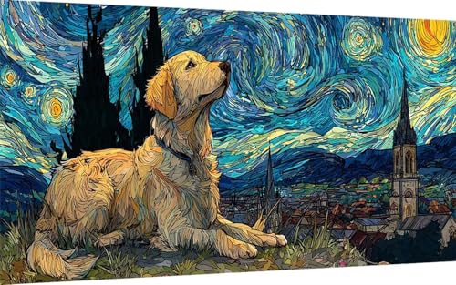 Diamond Painting Erwachsene, Diamond Painting Hund Crystal Art Tier Muster 5D DIY Diamant Malerei Cross Stitch Stickerei Basteln Erwachsene Set für Deko Wohnzimmer, Geschenke (100x200 cm) -ly2507E0 von LUOLYYEI