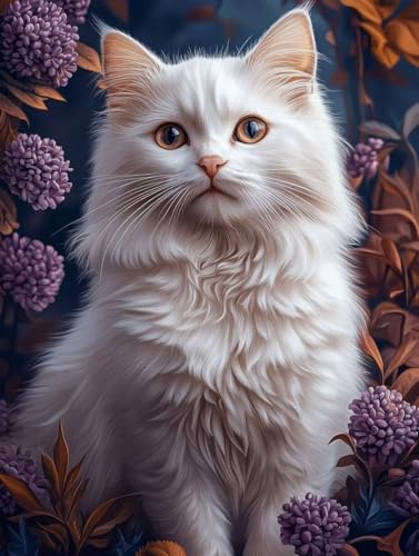 Diamond Painting Erwachsene, Diamond Painting Katze Crystal Art Blume Muster 5D DIY Diamant Malerei Cross Stitch Stickerei Basteln Erwachsene Set für Deko Wohnzimmer, Geschenke 30x40 cm -ly25082S8 von LUOLYYEI