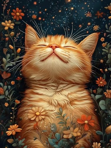 Diamond Painting Erwachsene, Diamond Painting Katze Crystal Art Blume Muster 5D DIY Diamant Malerei Cross Stitch Stickerei Basteln Erwachsene Set für Deko Wohnzimmer, Geschenke 30x40cm -ly25082UL Diamond Painting Erwachsene, Diamond Painting Katze Crystal Art Blume Muster 5D DIY Diamant Malerei Cross Stitch Stickerei Basteln Erwachsene Set für Deko Wohnzimmer, Geschenke 30x40cm -ly25082UL von LUOLYYEI
