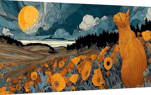 Diamond Painting Erwachsene, Diamond Painting Katze Crystal Art Blume Muster 5D DIY Diamant Malerei Cross Stitch Stickerei Basteln Erwachsene Set für Deko Wohnzimmer, Geschenke 40x80 cm -ly250711 von LUOLYYEI