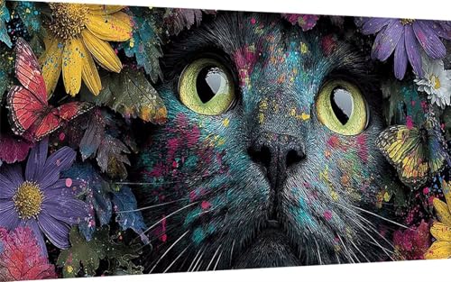 Diamond Painting Erwachsene, Diamond Painting Katze Crystal Art Chrysantheme Muster 5D DIY Diamant Malerei Cross Stitch Stickerei Basteln Erwachsene Set für Deko Wohnzimmer 40x80 cm -ly250718K5H von LUOLYYEI