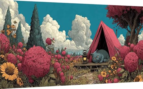 Diamond Painting Erwachsene, Diamond Painting Katze Crystal Art Landschaft Muster 5D DIY Diamant Malerei Cross Stitch Stickerei Basteln Erwachsene Set für Deko Wohnzimmer (40x80 cm) -ly25079281N von LUOLYYEI