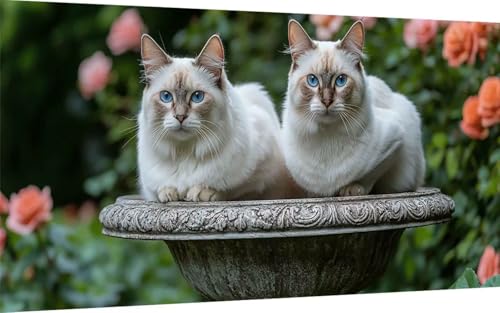 Diamond Painting Erwachsene, Diamond Painting Katze Crystal Art Rose Muster 5D DIY Diamant Malerei Cross Stitch Stickerei Basteln Erwachsene Set für Deko Wohnzimmer, Geschenke (40x80 cm) -ly25075Z von LUOLYYEI