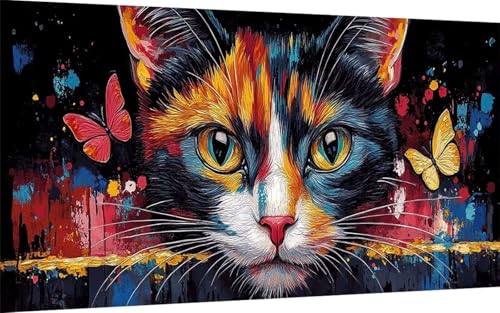 Diamond Painting Erwachsene, Diamond Painting Katze Crystal Art Tier Muster 5D DIY Diamant Malerei Cross Stitch Stickerei Basteln Erwachsene Set für Deko Wohnzimmer, Geschenke (100x200 cm) -ly25072S von LUOLYYEI