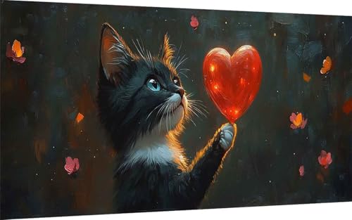 Diamond Painting Erwachsene, Diamond Painting Katze Crystal Art Tier Muster 5D DIY Diamant Malerei Cross Stitch Stickerei Basteln Erwachsene Set für Deko Wohnzimmer, Geschenke 100x200 cm -ly2507WA von LUOLYYEI