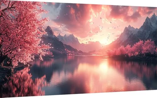 Diamond Painting Erwachsene, Diamond Painting Kirschblüten Crystal Art Landschaft Muster 5D DIY Diamant Malerei Cross Stitch Stickerei Basteln Erwachsene Set für Deko Wohnzimmer 60x120cm -ly25079Q von LUOLYYEI