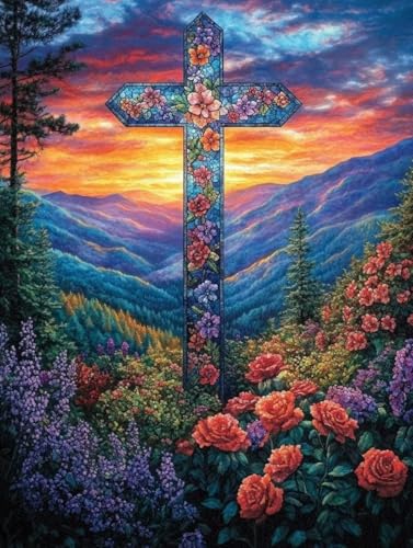 Diamond Painting Erwachsene, Diamond Painting Kreuzen Crystal Art Blumen Muster 5D DIY Diamant Malerei Cross Stitch Stickerei Basteln Erwachsene Set für Deko Wohnzimmer, Geschenke 30x40cm -ly25082B5 von LUOLYYEI