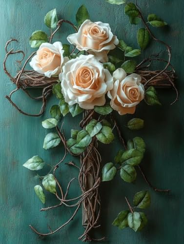 Diamond Painting Erwachsene, Diamond Painting Kreuzen Crystal Art Rose Muster 5D DIY Diamant Malerei Cross Stitch Stickerei Basteln Erwachsene Set für Deko Wohnzimmer, Geschenke 50x70 cm -ly25082Z0 von LUOLYYEI