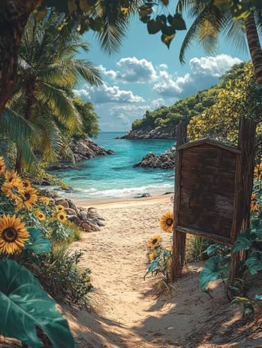 Diamond Painting Erwachsene, Diamond Painting Meer Crystal Art Landschaft Muster 5D DIY Diamant Malerei Cross Stitch Stickerei Basteln Erwachsene Set für Deko Wohnzimmer 100x135cm -ly25082OT2O4 von LUOLYYEI