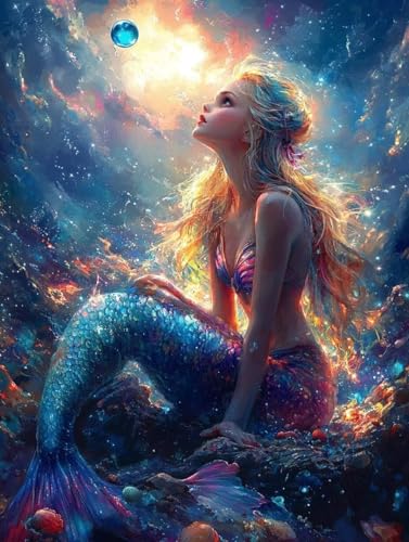 Diamond Painting Erwachsene, Diamond Painting Meerjungfrau Crystal Art Verträumt Muster 5D DIY Diamant Malerei Cross Stitch Stickerei Basteln Erwachsene Set für Deko Wohnzimmer 60x80 cm -ly250825H von LUOLYYEI
