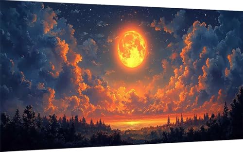 Diamond Painting Erwachsene, Diamond Painting Mond Crystal Art Sternenhimmel Muster 5D DIY Diamant Malerei Cross Stitch Stickerei Basteln Erwachsene Set für Deko Wohnzimmer 100x200 cm -ly25079U von LUOLYYEI