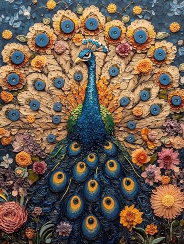 Diamond Painting Erwachsene, Diamond Painting Pfau Crystal Art Tier Muster 5D DIY Diamant Malerei Cross Stitch Stickerei Basteln Erwachsene Set für Deko Wohnzimmer, Geschenke 30×40cm -ly2508242 von LUOLYYEI