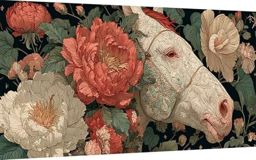 Diamond Painting Erwachsene, Diamond Painting Pferd Crystal Art Blume Muster 5D DIY Diamant Malerei Cross Stitch Stickerei Basteln Erwachsene Set für Deko Wohnzimmer, Geschenke (40x80 cm) -ly2507N0 von LUOLYYEI
