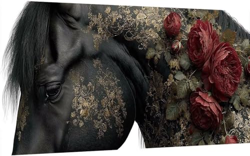 Diamond Painting Erwachsene, Diamond Painting Pferd Crystal Art Rose Muster 5D DIY Diamant Malerei Cross Stitch Stickerei Basteln Erwachsene Set für Deko Wohnzimmer, Geschenke (80x160 cm) -ly250702 von LUOLYYEI