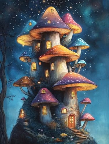 Diamond Painting Erwachsene, Diamond Painting Pilz Crystal Art Häuser Muster 5D DIY Diamant Malerei Cross Stitch Stickerei Basteln Erwachsene Set für Deko Wohnzimmer, Geschenke 60x80cm -ly25082IO Diamond Painting Erwachsene, Diamond Painting Pilz Crystal Art Häuser Muster 5D DIY Diamant Malerei Cross Stitch Stickerei Basteln Erwachsene Set für Deko Wohnzimmer, Geschenke 60x80cm -ly25082IO von LUOLYYEI