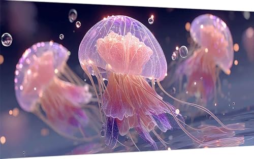 Diamond Painting Erwachsene, Diamond Painting Qualle Crystal Art Tier Muster 5D DIY Diamant Malerei Cross Stitch Stickerei Basteln Erwachsene Set für Deko Wohnzimmer, Geschenke 80x160 cm -ly250757 von LUOLYYEI