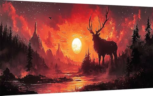 Diamond Painting Erwachsene, Diamond Painting Reh Crystal Art Sonnenuntergang Muster 5D DIY Diamant Malerei Cross Stitch Stickerei Basteln Erwachsene Set für Deko Wohnzimmer 80x160 cm -ly2507NO Diamond Painting Erwachsene, Diamond Painting Reh Crystal Art Sonnenuntergang Muster 5D DIY Diamant Malerei Cross Stitch Stickerei Basteln Erwachsene Set für Deko Wohnzimmer 80x160 cm -ly2507NO von LUOLYYEI