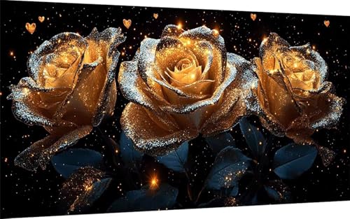 Diamond Painting Erwachsene, Diamond Painting Rose Crystal Art Blume Muster 5D DIY Diamant Malerei Cross Stitch Stickerei Basteln Erwachsene Set für Deko Wohnzimmer, Geschenke 60x120 cm -ly25079Q von LUOLYYEI