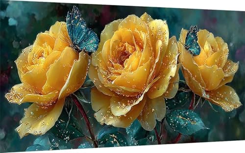 Diamond Painting Erwachsene, Diamond Painting Rose Crystal Art Schmetterling Muster 5D DIY Diamant Malerei Cross Stitch Stickerei Basteln Erwachsene Set für Deko Wohnzimmer (80x160 cm) -ly25070C von LUOLYYEI
