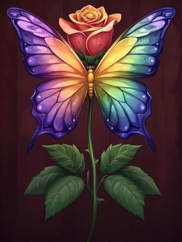 Diamond Painting Erwachsene, Diamond Painting Rose Crystal Art Schmetterling Muster 5D DIY Diamant Malerei Cross Stitch Stickerei Basteln Erwachsene Set für Deko Wohnzimmer 90x120 cm -ly25082SY von LUOLYYEI