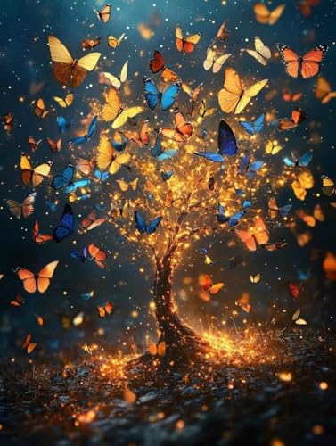 Diamond Painting Erwachsene, Diamond Painting Schmetterling Crystal Art Baum Muster 5D DIY Diamant Malerei Cross Stitch Stickerei Basteln Erwachsene Set für Deko Wohnzimmer 40x50cm -ly25082ZXTND von LUOLYYEI