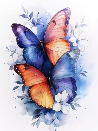 Diamond Painting Erwachsene, Diamond Painting Schmetterling Crystal Art Blume Muster 5D DIY Diamant Malerei Cross Stitch Stickerei Basteln Erwachsene Set für Deko Wohnzimmer 40×50cm -ly25082157V8 von LUOLYYEI